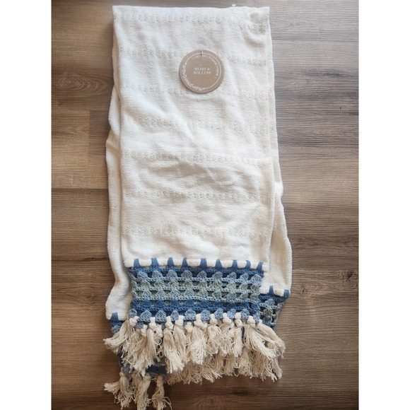 Moss & Willow Other - Shabby Chic Moss & Willow Crochet Decorative Throw Blanket Blue White 50"x60"